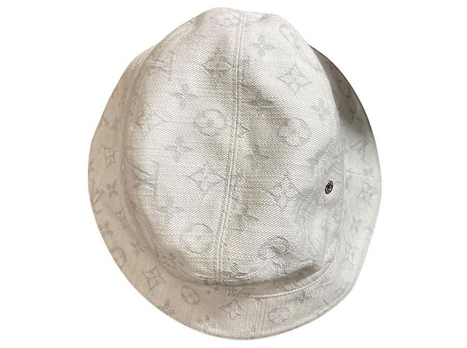 Cappello Bucket Monogram in Denim Louis Vuitton Bianco - vista 3
