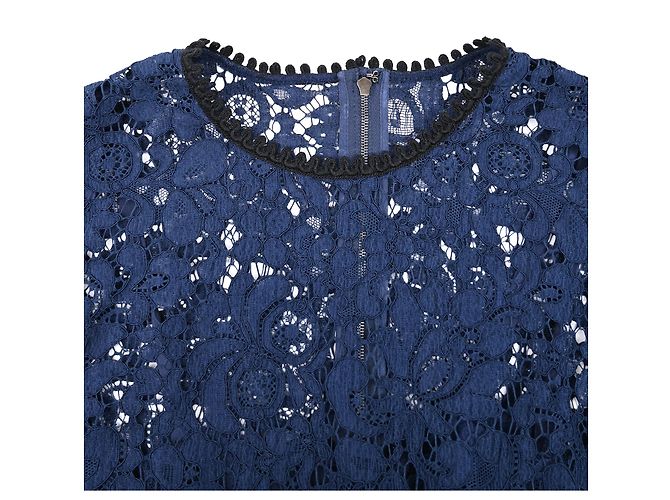 Blusa sin mangas de encaje Dolce & Gabbana en algodón azul marino - vista 4