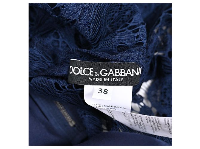 Blusa sin mangas de encaje Dolce & Gabbana en algodón azul marino - vista 5