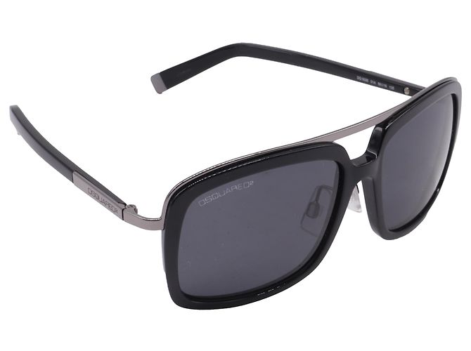 Lunettes de soleil aviateur Dsquared2 DQ0026 en acétate noir - vue 2