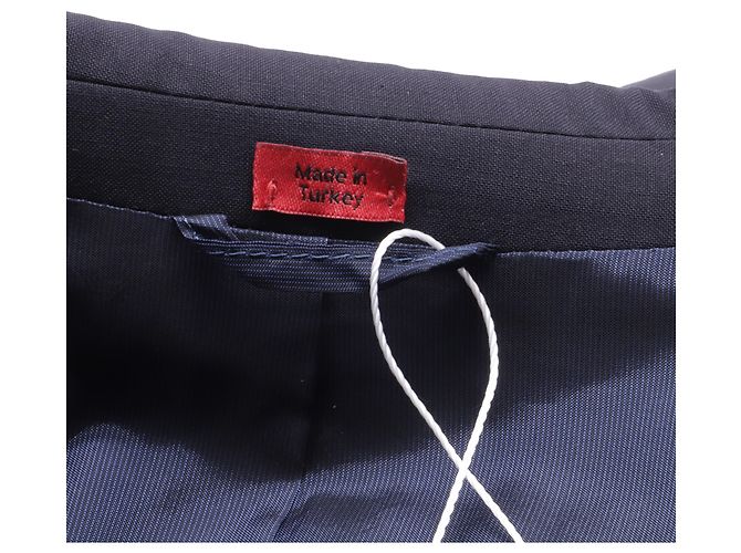 Hugo Boss Single-Breasted Blazer with Pockets in Navy Blue Wool - view 3