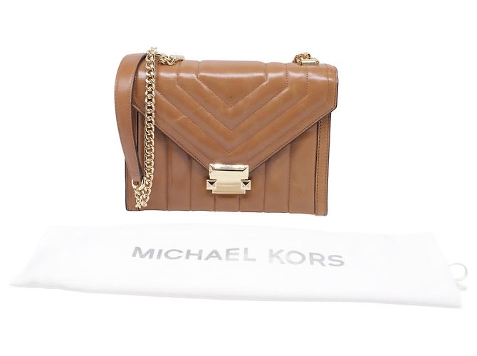 Michael Kors Whitney Medium gesteppte Schultertasche aus braunem Leder Rot - Ansicht 4