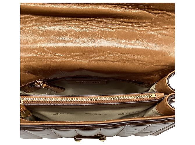 Michael Kors Whitney Medium gesteppte Schultertasche aus braunem Leder Rot - Ansicht 9