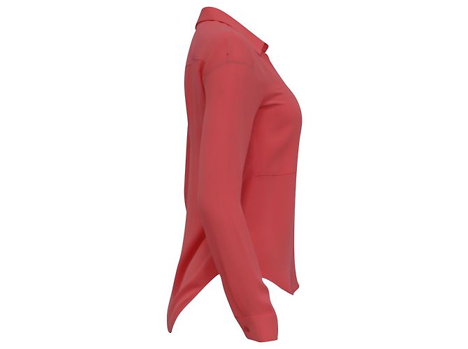 Blusa de botones Theory en seda naranja Coral - vista 3