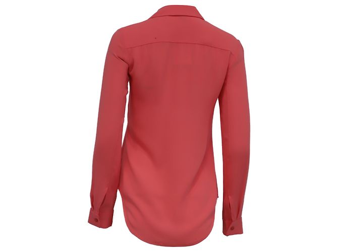 Blusa de botones Theory en seda naranja Coral - vista 4
