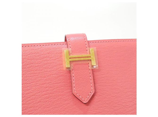 Portafoglio Lungo Soufflet in Capra Béarn di Hermès Rosa - vista 3
