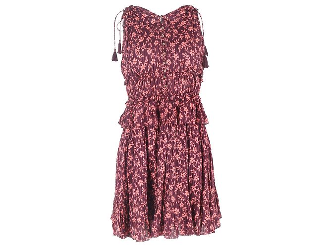 Vestido Mini con Estampado Floral Noelle de Ulla Johnson en Algodón Burdeos Roja - vista 2
