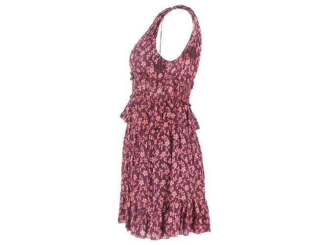 Vestido Mini con Estampado Floral Noelle de Ulla Johnson en Algodón Burdeos Roja - vista 3