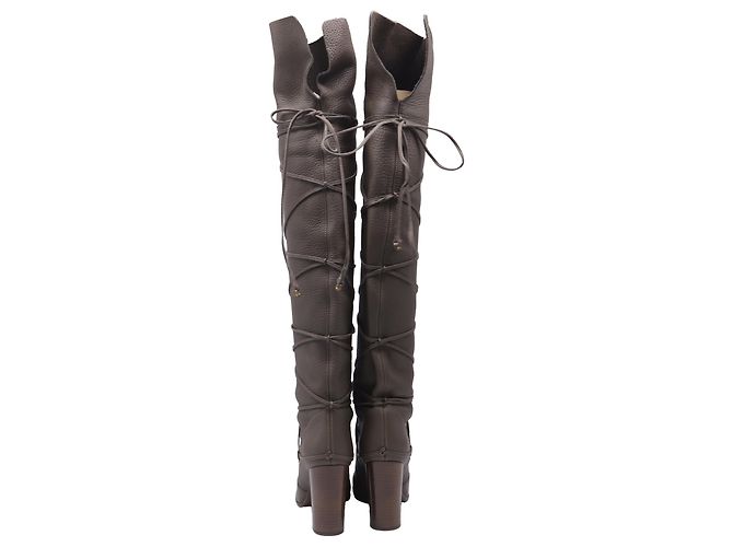 Botas altas de cuero gris Sergio Rossi Wrap Around - vista 6