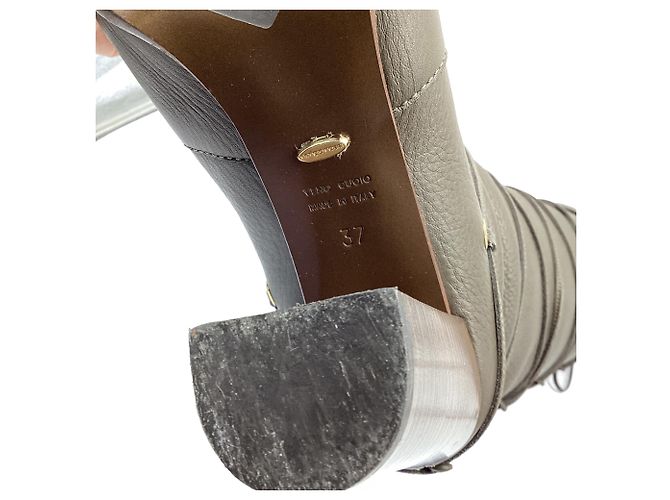 Botas altas de cuero gris Sergio Rossi Wrap Around - vista 9
