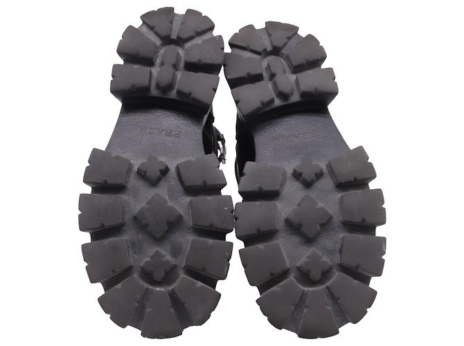Stivali da combattimento Prada Monolith in pelle nera e nylon - vista 6