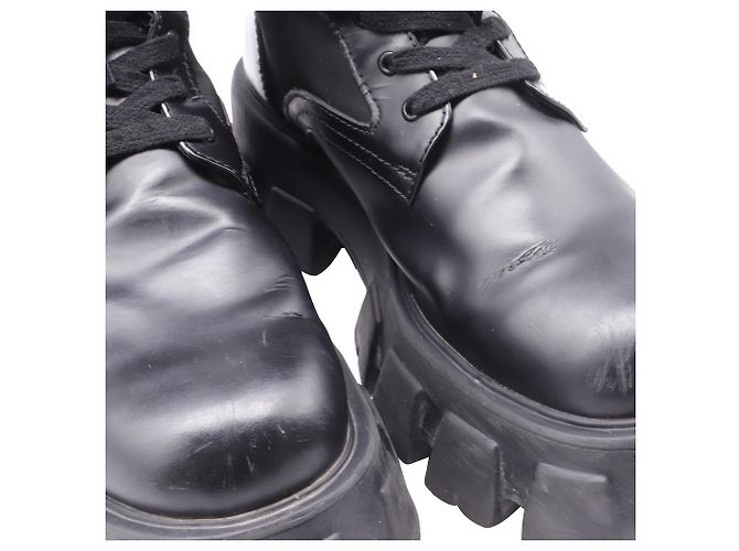 Stivali da combattimento Prada Monolith in pelle nera e nylon - vista 7