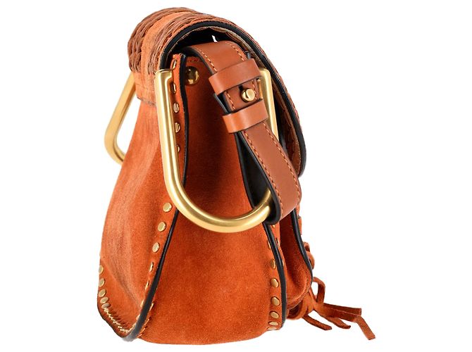 Sac à main Chloé Small Hudson en daim marron avec couture en relief - vue 2