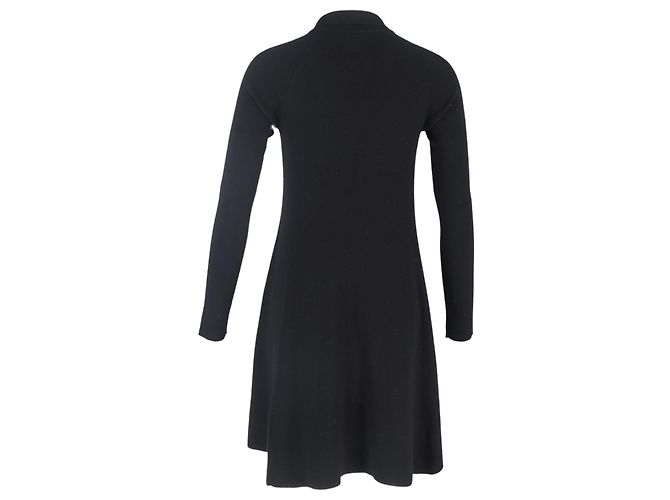 Khaite Gestricktes Mini-Kleid mit Kragen aus schwarzer Wolle - Ansicht 3