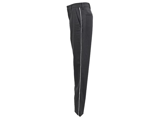 Miu Miu Stretch Pants With Side Crystals in Black Wool - view 2