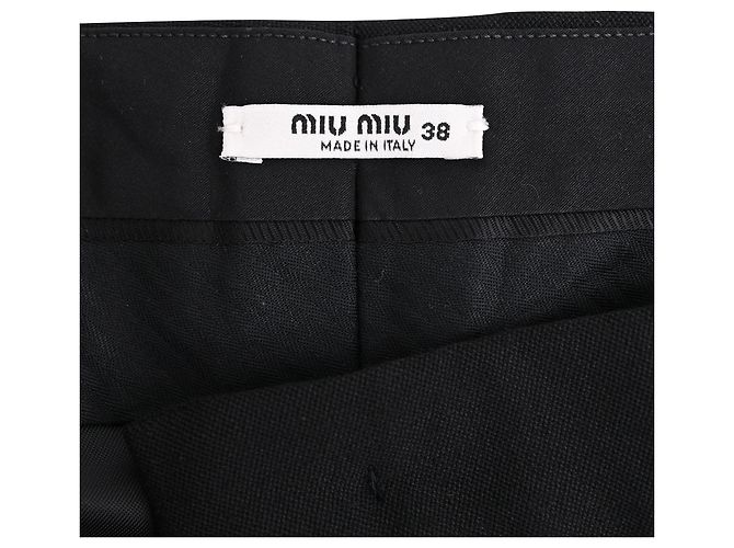 Miu Miu Stretch Pants With Side Crystals in Black Wool - view 4