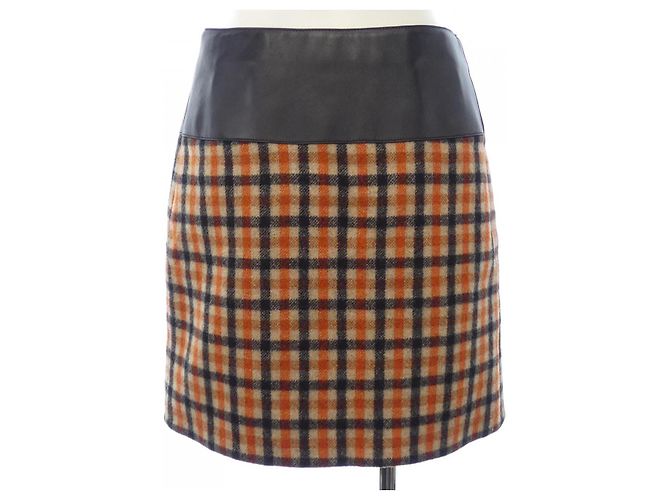 Falda de cachemira Hermès Negro Beige Naranja - vista 2