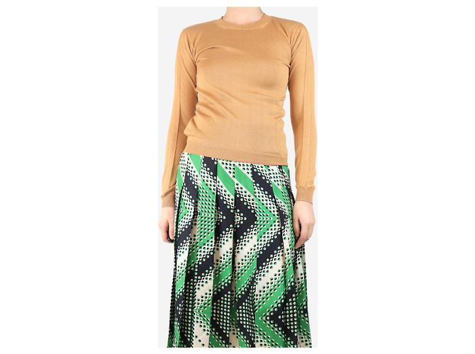 Marni Top de seda marrón de punto - talla UK 8 Castaño - vista 3