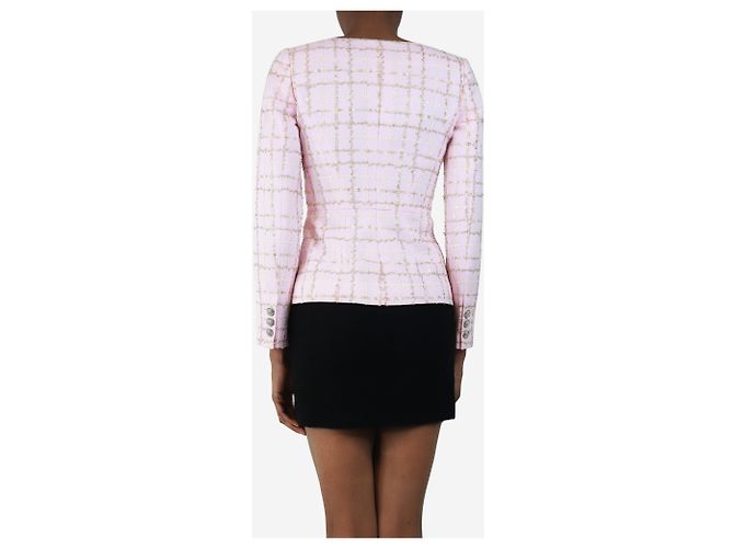 Alessandra Rich Top de bouclé rosa con botones - talla UK 4 - vista 2
