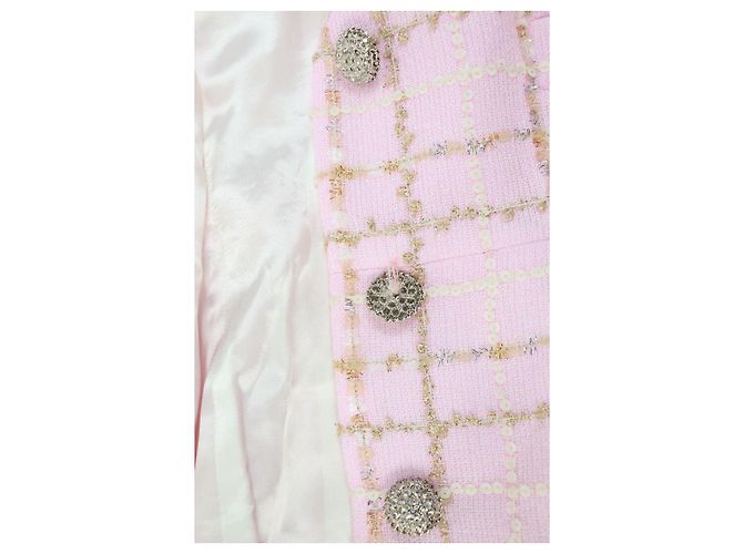 Alessandra Rich Top de bouclé rosa con botones - talla UK 4 - vista 4