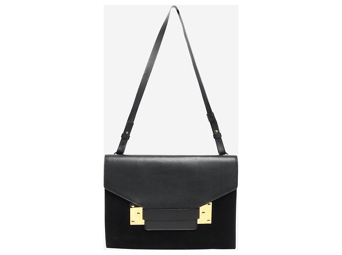Sophie Hulme Borsa in pelle e camoscio nera Nero - vista 2