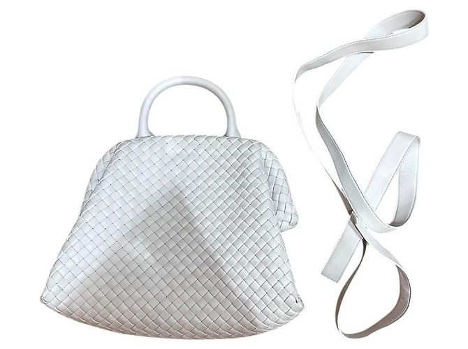 Borsa Bottega Veneta Mini Handle Bianca in Agnello Bianco - vista 2