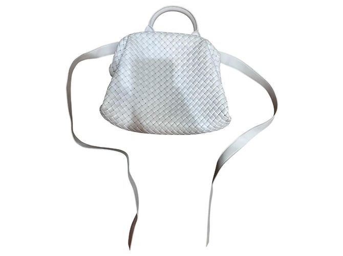 Borsa Bottega Veneta Mini Handle Bianca in Agnello Bianco - vista 5