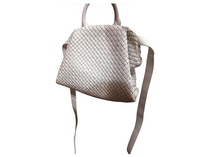 Borsa Bottega Veneta Mini Handle Bianca in Agnello Bianco - vista 6