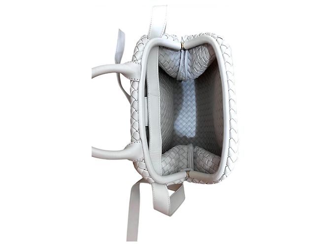 Borsa Bottega Veneta Mini Handle Bianca in Agnello Bianco - vista 7