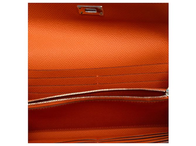 Cartera larga Hermès Kelly en Epsom naranja - vista 4