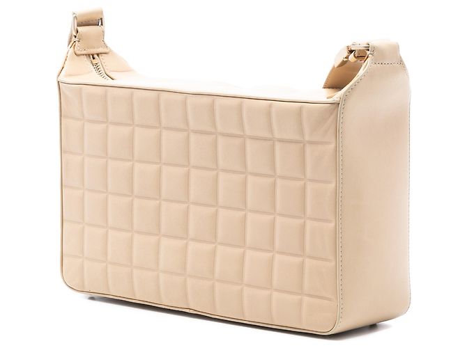 Borsa a tracolla Chanel Beige Medium Lambskin Chocolate Bar - vista 2