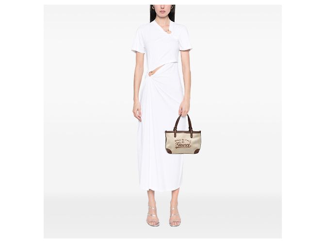 Gucci braune kleine Canvas Logo Tragetasche Beige - Ansicht 8