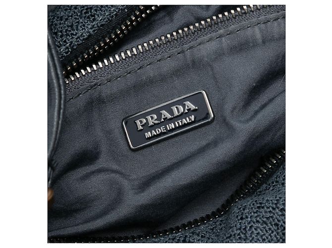 Borsa a spalla in tweed grigio Prada Marrone - vista 5