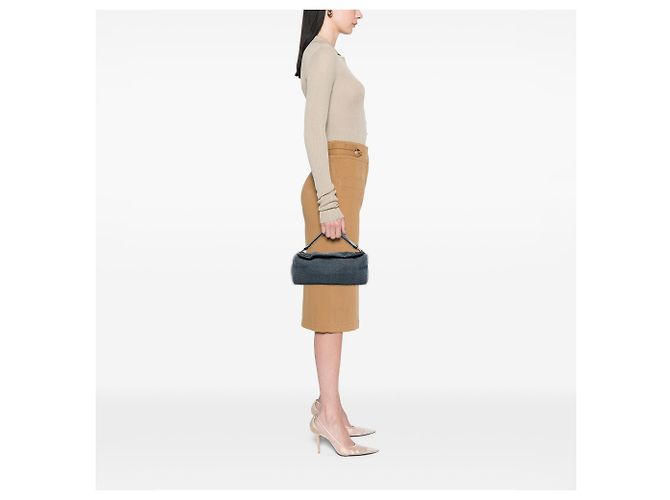 Borsa a spalla in tweed grigio Prada Marrone - vista 6