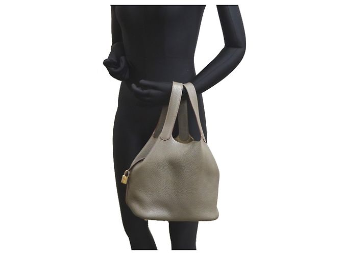 Hermès Picotin Lock MM Handtasche Grau - Ansicht 9