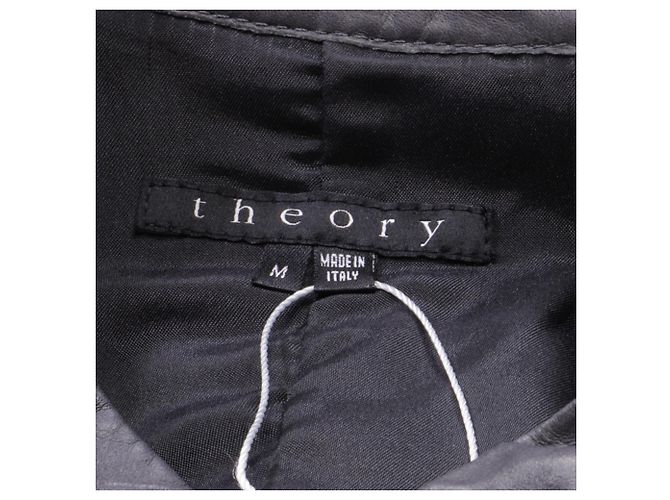 Theory Versteckte Reißverschluss-Bikerjacke aus grauem Leder - Ansicht 5