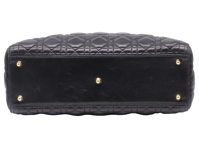 Borsa Lady Dior Grande con manico in pelle di agnello nera Nero - vista 4