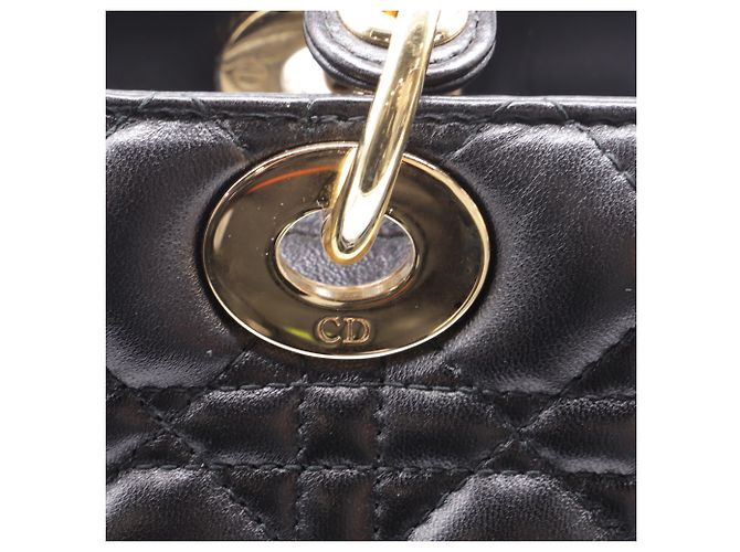 Borsa Lady Dior Grande con manico in pelle di agnello nera Nero - vista 5