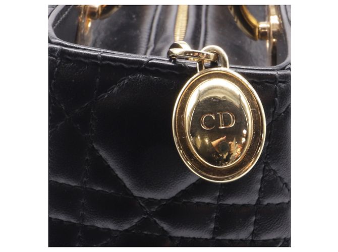 Borsa Lady Dior Grande con manico in pelle di agnello nera Nero - vista 6