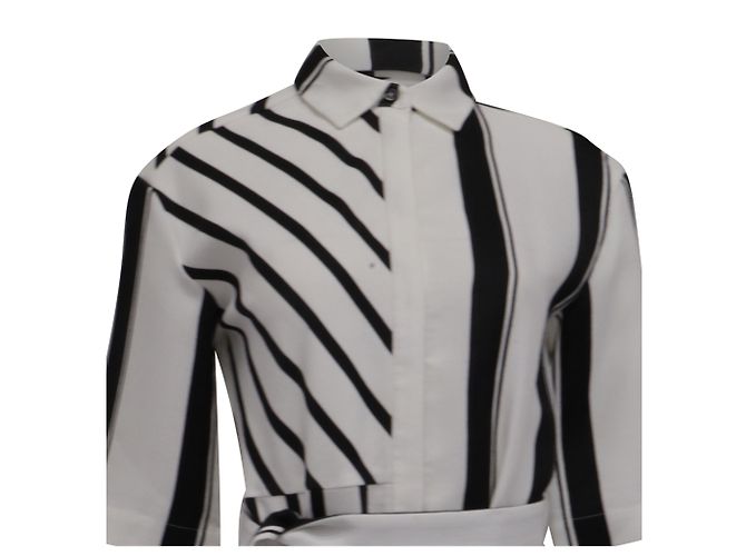 Abito camicia a righe con cintura Maje Ronson in viscosa bianca Stampa python - vista 2