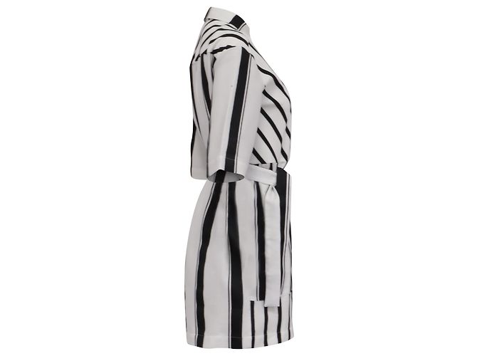 Abito camicia a righe con cintura Maje Ronson in viscosa bianca Stampa python - vista 3