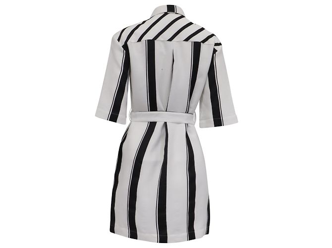 Abito camicia a righe con cintura Maje Ronson in viscosa bianca Stampa python - vista 4