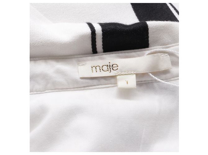 Abito camicia a righe con cintura Maje Ronson in viscosa bianca Stampa python - vista 5
