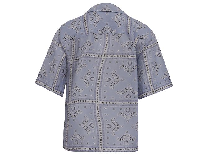 Camicia button-down Sandro Livia in lino blu con stampa paisley Blu chiaro - vista 4
