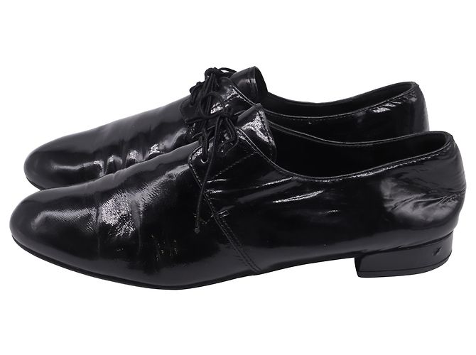 Mocassini stringati Prada in pelle verniciata nera Nero - vista 4