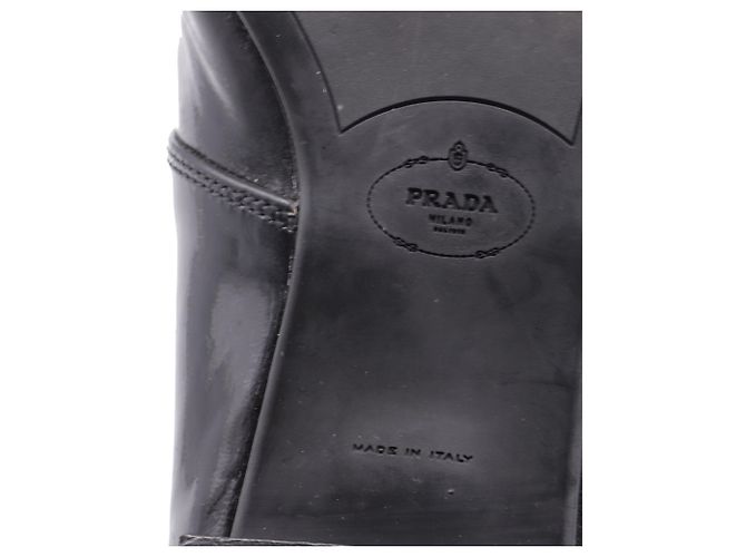 Mocassini stringati Prada in pelle verniciata nera Nero - vista 9