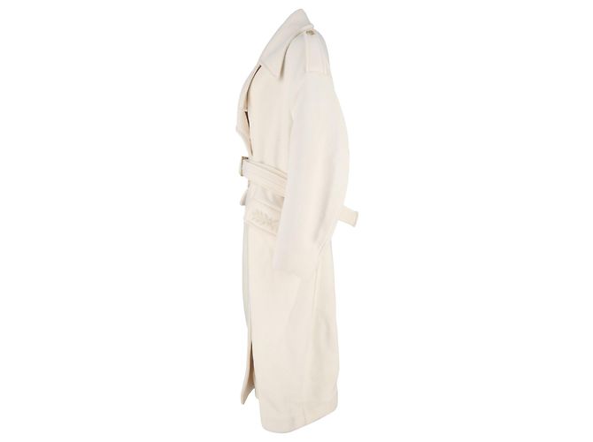 Etro Oversized Double-Breasted Belted Coat with Pockets in White Wool Cream - view 2