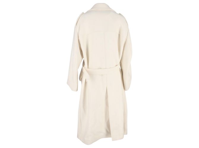 Etro Oversized Double-Breasted Belted Coat with Pockets in White Wool Cream - view 3