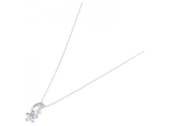 Autre Marque Collana in diamante acquamarina a forma di fiore Au750 Argento - vista 2