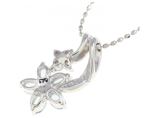 Autre Marque Collana in diamante acquamarina a forma di fiore Au750 Argento - vista 4